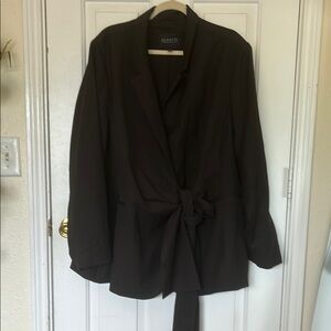 Eloquii Black Blazer with Tie Belt and Lapel Collar NWOT